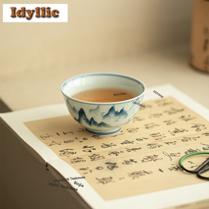 Celadon Ceramic Cup - 120ml Antike Celadon-Glasur Grüne Berge Teetasse