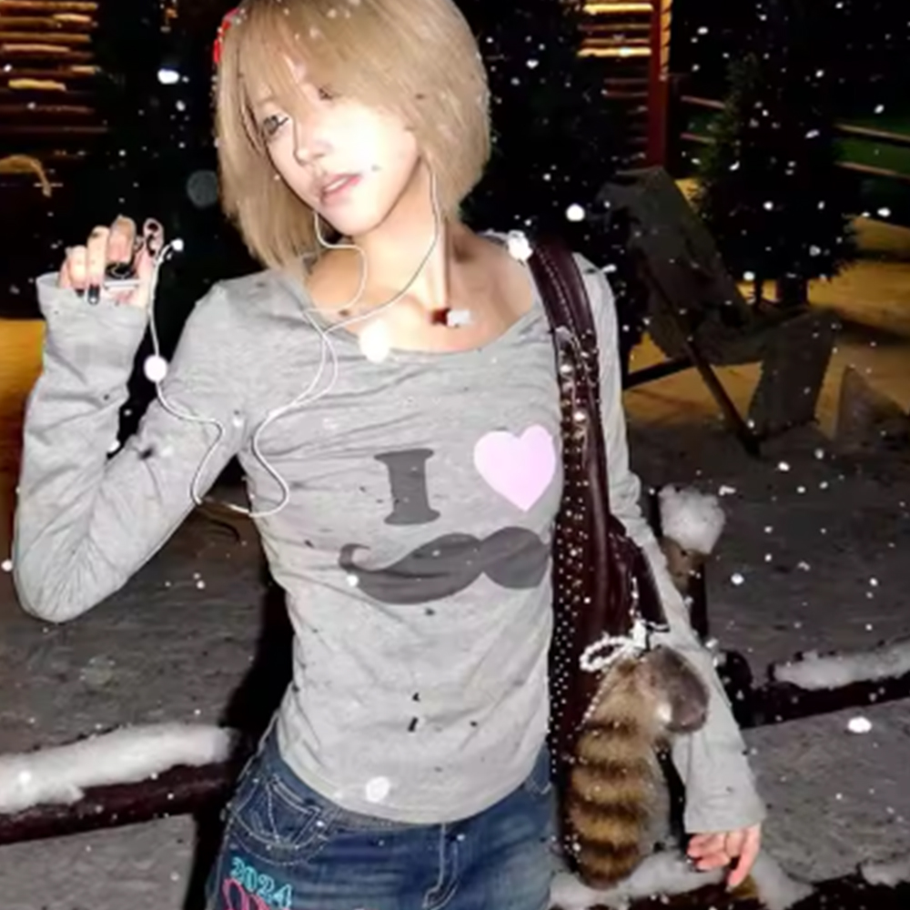 Japanisches Y2K-T-Shirt mit Ba – Korean Lifestyle Bewertung und Preis